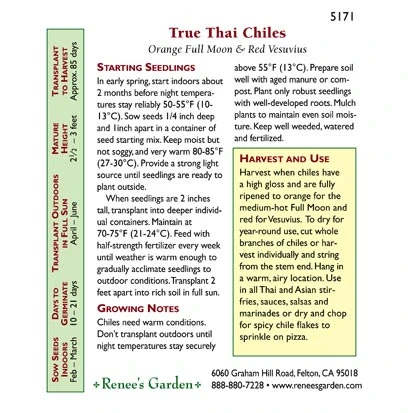 Renee's Garden Pepper Chile Thai Duo Orange Full Moon & Red Vesuvius 5 Renee's Garden Pepper Chile Thai Duo Orange Full Moon & Red Vesuvius - Billede 3